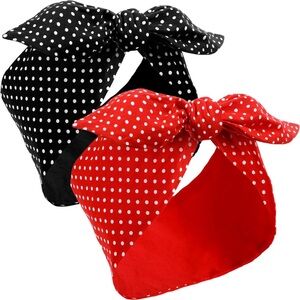2 Pieces Polka Dot Headband Bandana Headband 50s Costume Hair Accessories Bows
